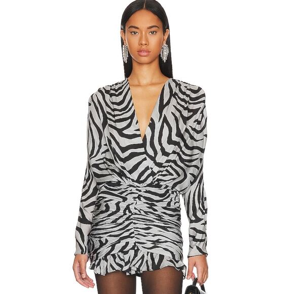 L'Academie Bisa Mini Dress in Black Geo Zebra NWT Size XS - Picture 1 of 3